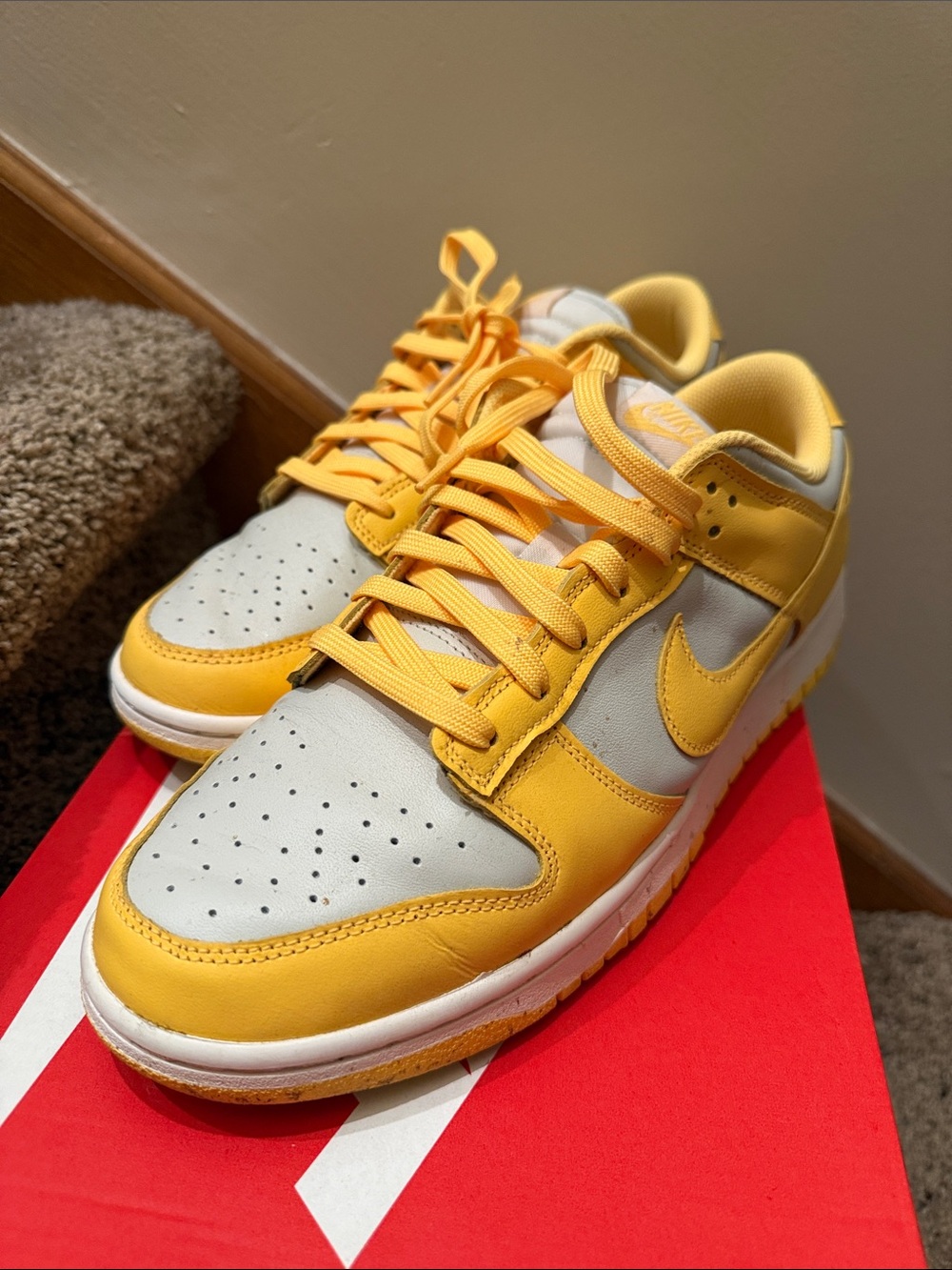 Nike Dunk Low Yellow and Light Gray Leather Sneakers